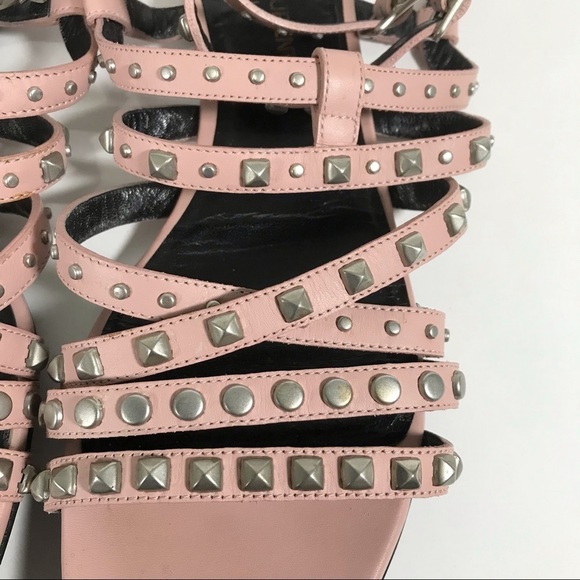 SAINT LAURENT Pink Gladiator Studded Leather Sandals 39.5 - Picture 12 of 16